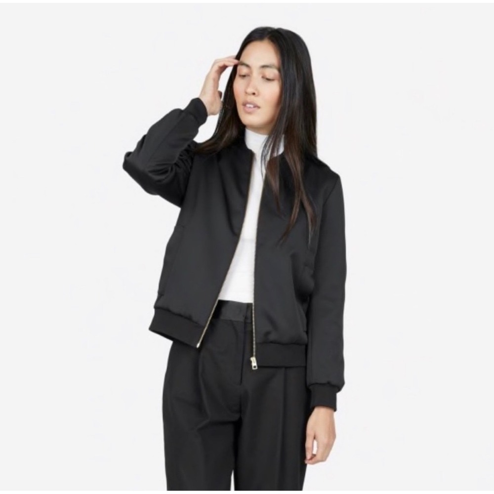 Everlane E2 Black Bomber Jacket Boho Bikercore Grunge Edgy M